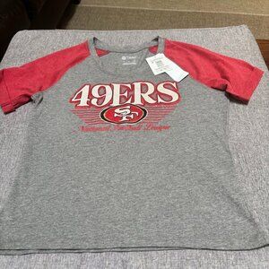 NFL San Francisco 49ers Women's Gray Raglan Scoop T-Shirt